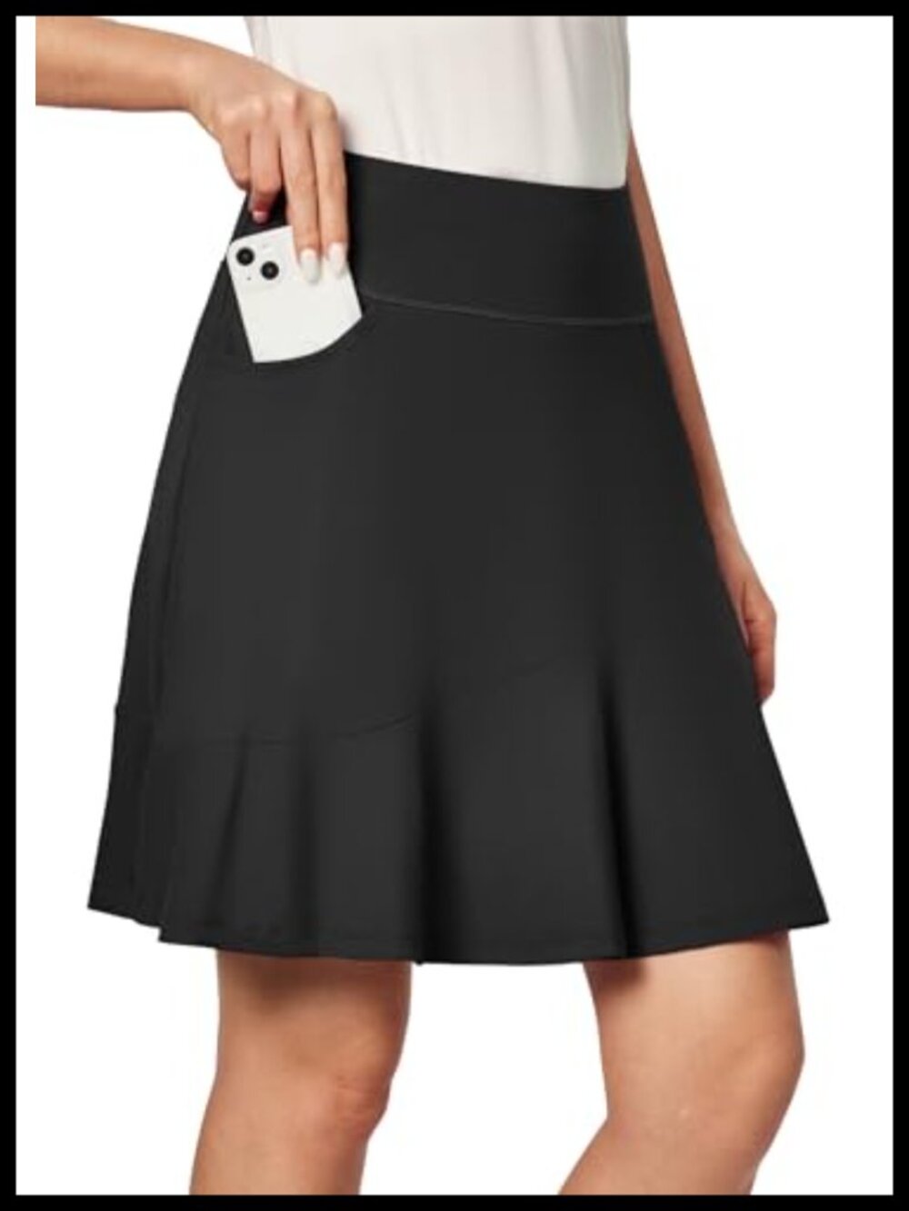 Knee Length Golf Skort for Women with Pockets, Ruffle Athletic Skirt with